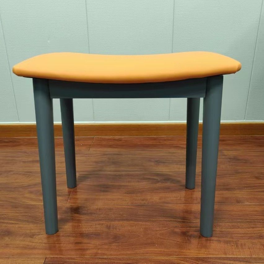Casual Rectangular Solid Color Standard Ottoman in Pleather with Black/Lime Green/Citrus Color Upholstery