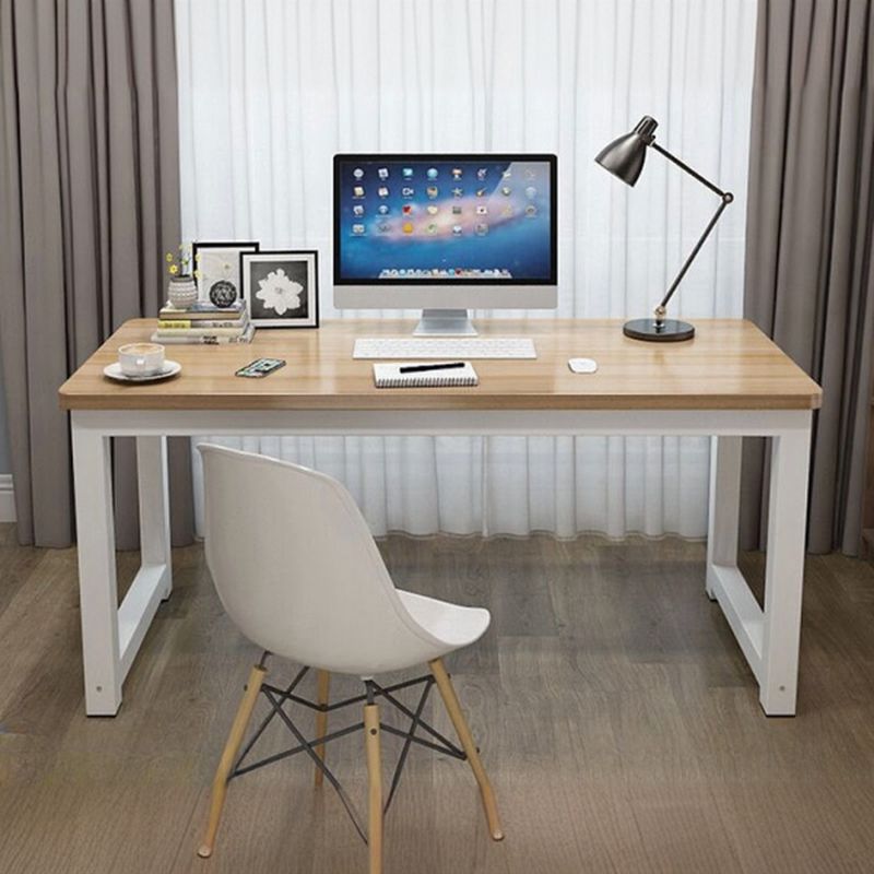 Modern Rectangular Laminate Writing Table in Chalk/Unfinished Color