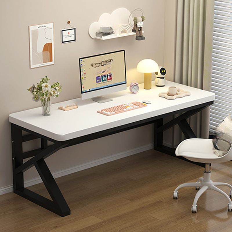 Casual Writing Desk with Easy Assembly, Crack Resistant, Sleigh Base in Chalk/Sepia/Natural, Unattached Installation, Engineered Wood Top