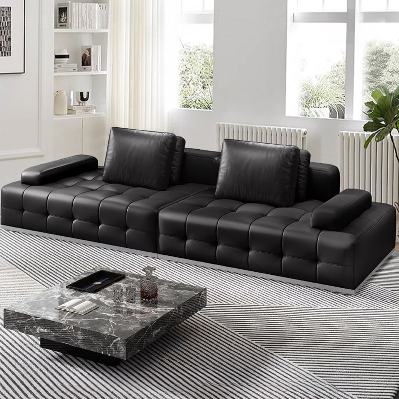 Contemporary Solid Color Water Resistant Ink Sofa for 5 Person/Seats 4/3 Person with 2 Pillows/3 Pillows