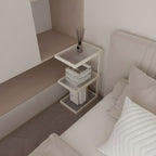 Minimalist Glass Nightstand with Steel Frame - Sleek Open Storage for Bedroom Essentials