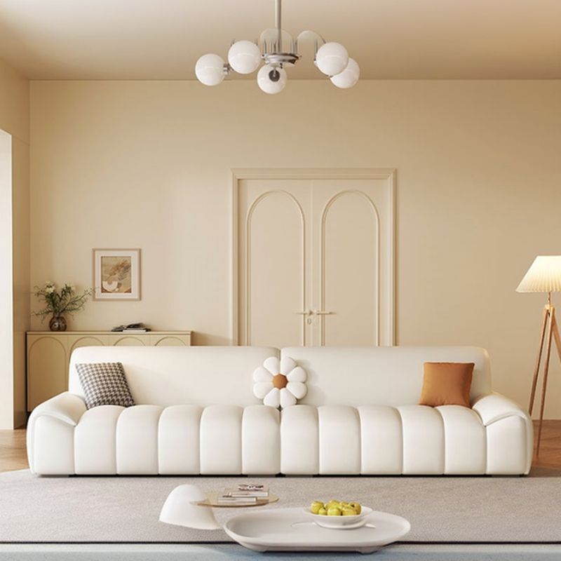 White Standard/Single Sofa with 3 Pillows for Drawing Room