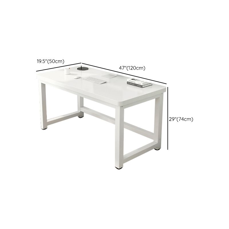 Casual Easy Assembly Writing Desk with Scratch-proof H-Shape Base in Chalk Engineered Wood