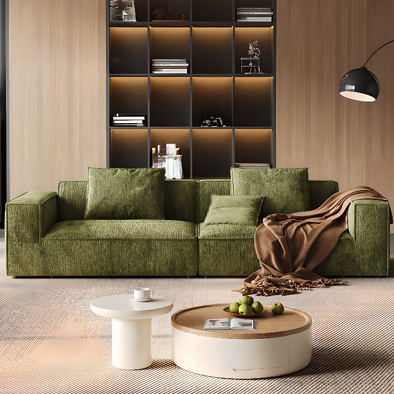 Standard Sofa in Soft-pile Fabric Sage with 3 Pillows