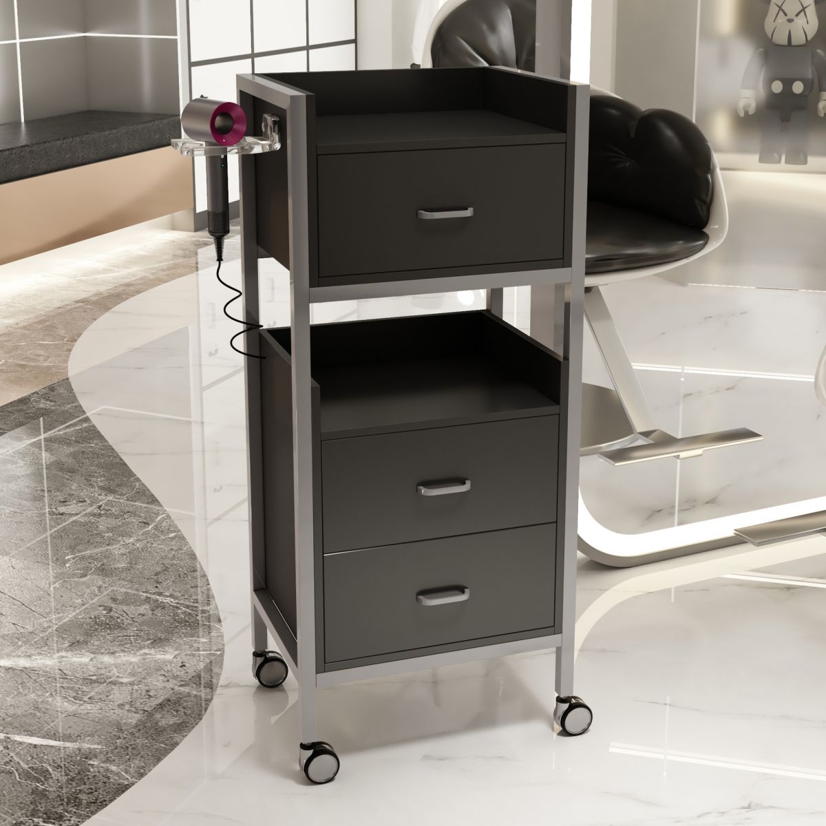 Alloy Equipment Cart with Casters and 1 Shelf/2 Tiers for Adult