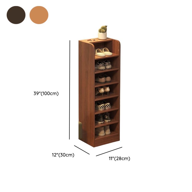 Art Deco Composite Wood Rectangle Shoe Rack with 7/6/5 Shelves for 1-20 Pairs in Drawing Room, Closed Back