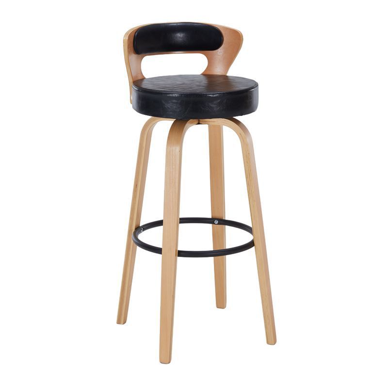 Casual Rawhide Bar Stools in Light Gray/Cream/Amber Color with Back, Turned Swivel, Round Top, and Leg Rest