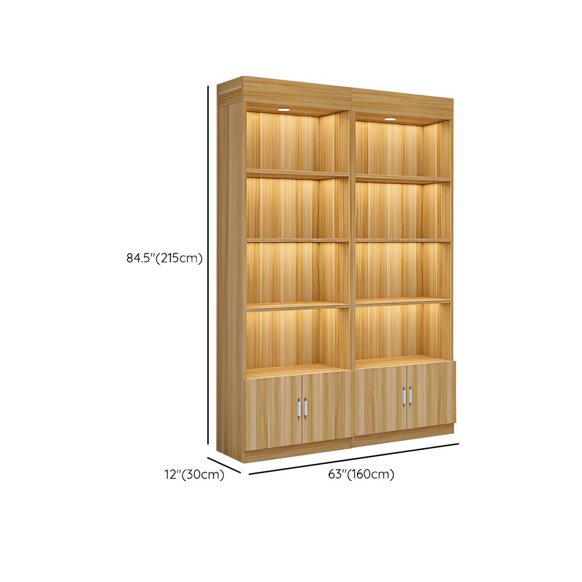Multi-shelf Modern & Contemporary Style Wood Hutch Cabinet for Living Room