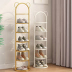Art Deco Glam Steel Oval Shoe Rack with 8/7/6 Shelves for 11-20/1-10 Pairs in Drawing Room