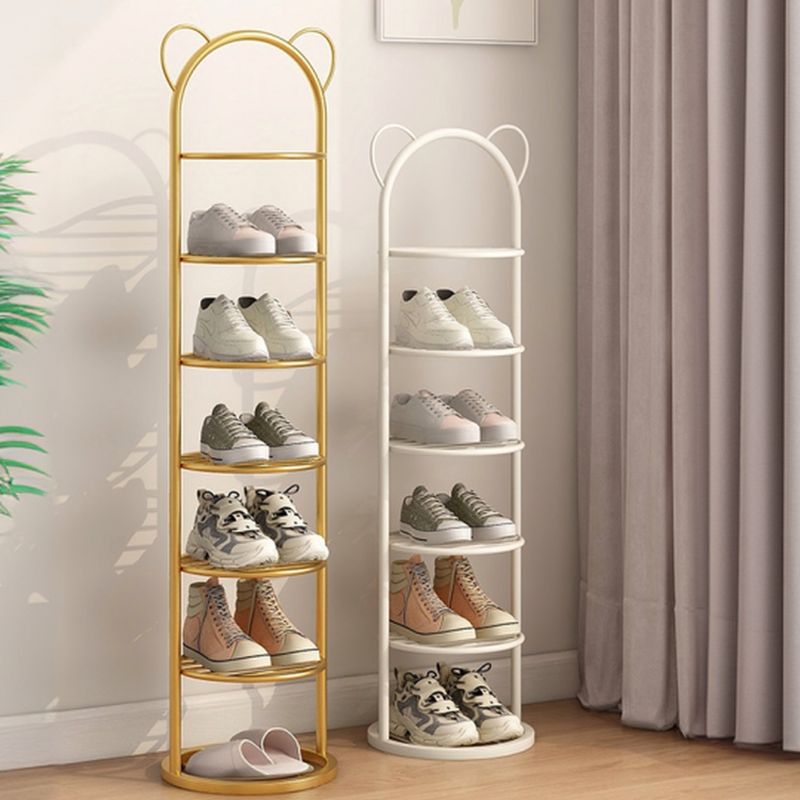 Art Deco Glam Steel Oval Shoe Rack with 8/7/6 Shelves for 11-20/1-10 Pairs in Drawing Room
