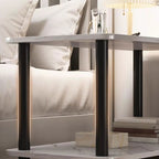 Contemporary Chairside Table Only with Engineered Wood Top, 4 Legs, Chalk/Unfinished Color, Rectangle/Square Shape, and Shelf