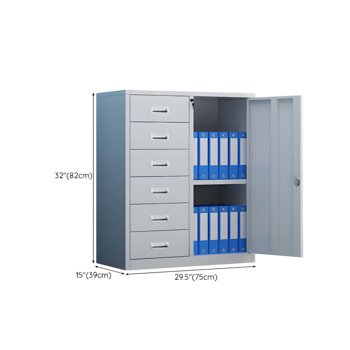 Art Deco Steel Frame Cabinet with Door in White for Home Or Office
