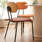 Modish Drawing Room Upholstered Side Chair with Ink Steel Legs, Standard/Low Back, and Foot Pads