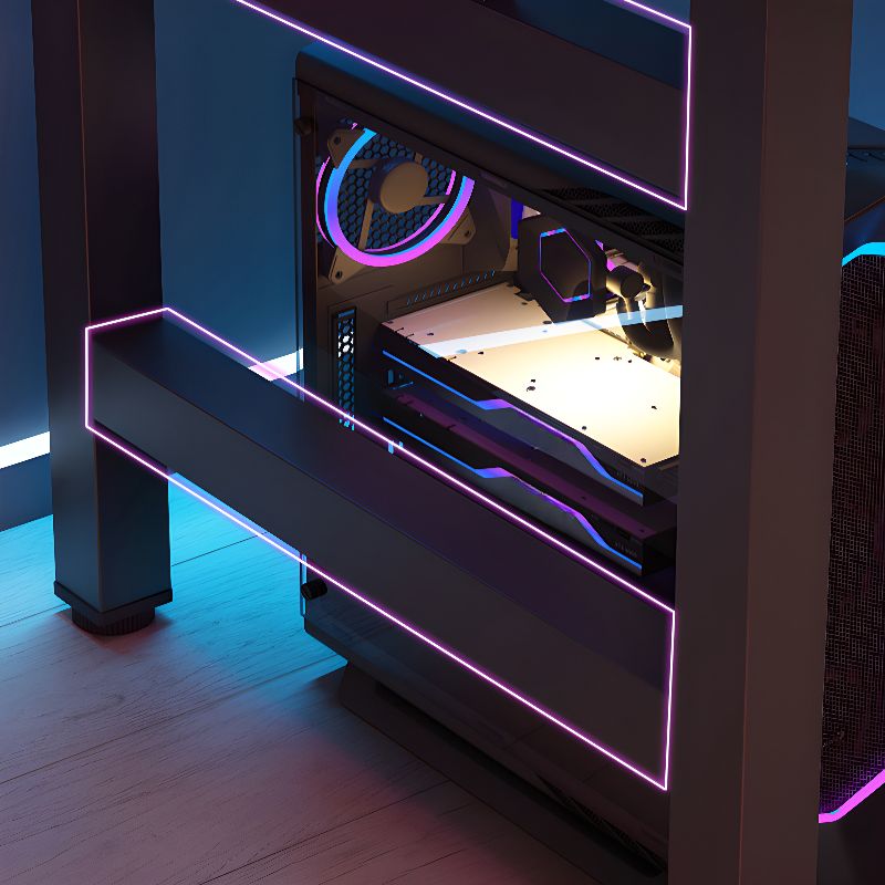 Chalk/Black Unique Metal Table with Scratch Resistant H-Shape Base and Cable Management, Featuring Rounded Corners