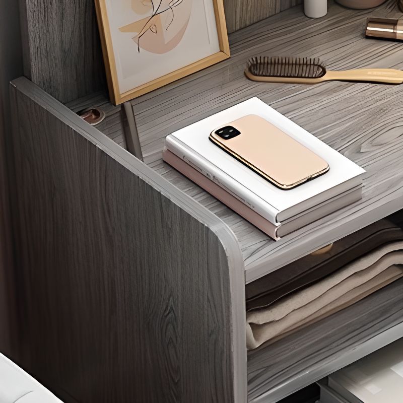 Modish Nightstand With Drawer Organization Featuring 2 Shelves and Composite Wood Countertop