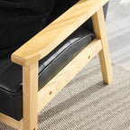 Contemporary Modern Solid Color Scratch-durable Standard Sofa in Midnight Black/Cerulean/Jade Green Pu Leather, Seats 3