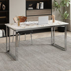 Easy Assembly Writing Desk with Heat Resistant Sleigh Base, Light Gray/Chalk Slate Top, Unattached with Foot Pad