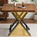 Laminate Dining Table with Crossed Legs, Scratch-repellent, Foldable Square for 2-seater