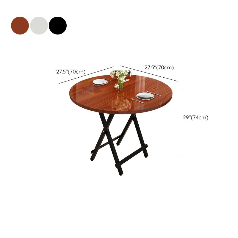 Trendy Folding Circular-shaped Bi-fold Table in Midnight Black/White, Crack Resistant with MDF Wood Top