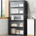 Simplistic Grey Standard Bambusa Display Stand with Cabinet, Shelf and Door