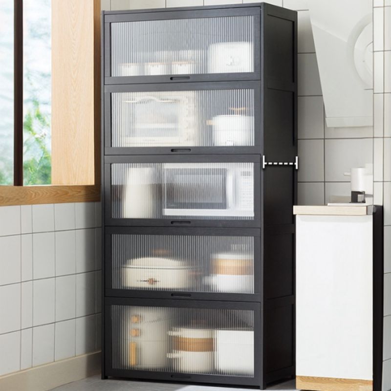 Simplistic Grey Standard Bambusa Display Stand with Cabinet, Shelf and Door