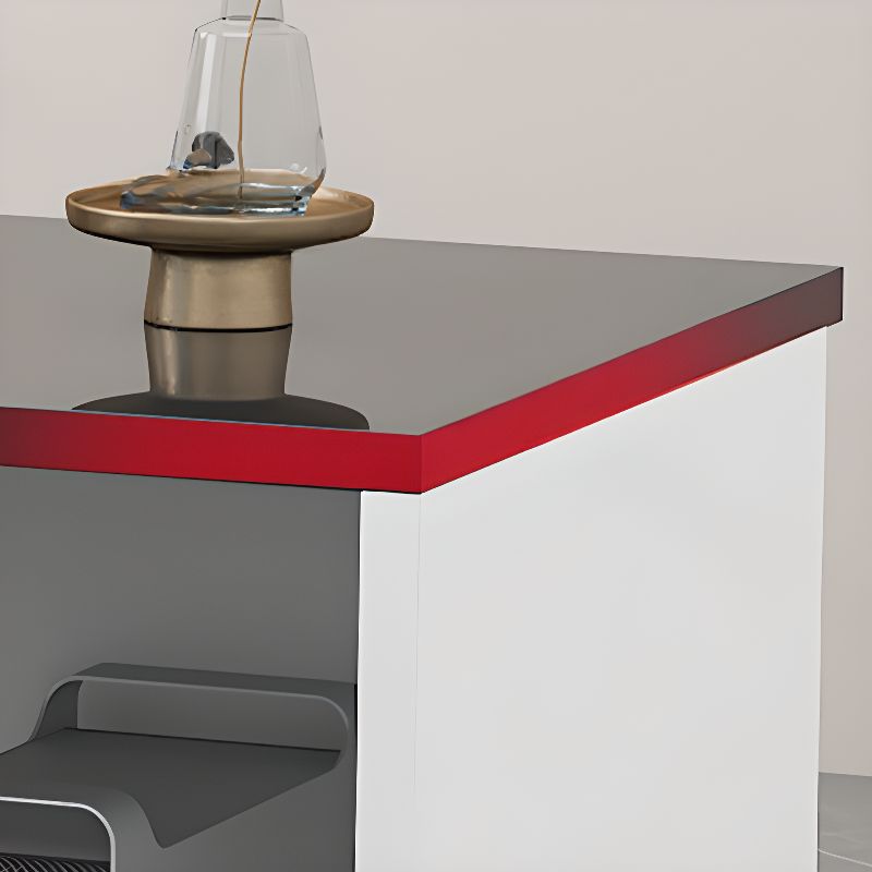 L-Shape with Cupboard Hutch Keyboard Tray Cable Management 2 Drawer Pedestals Filing Cabinet and Desk Return