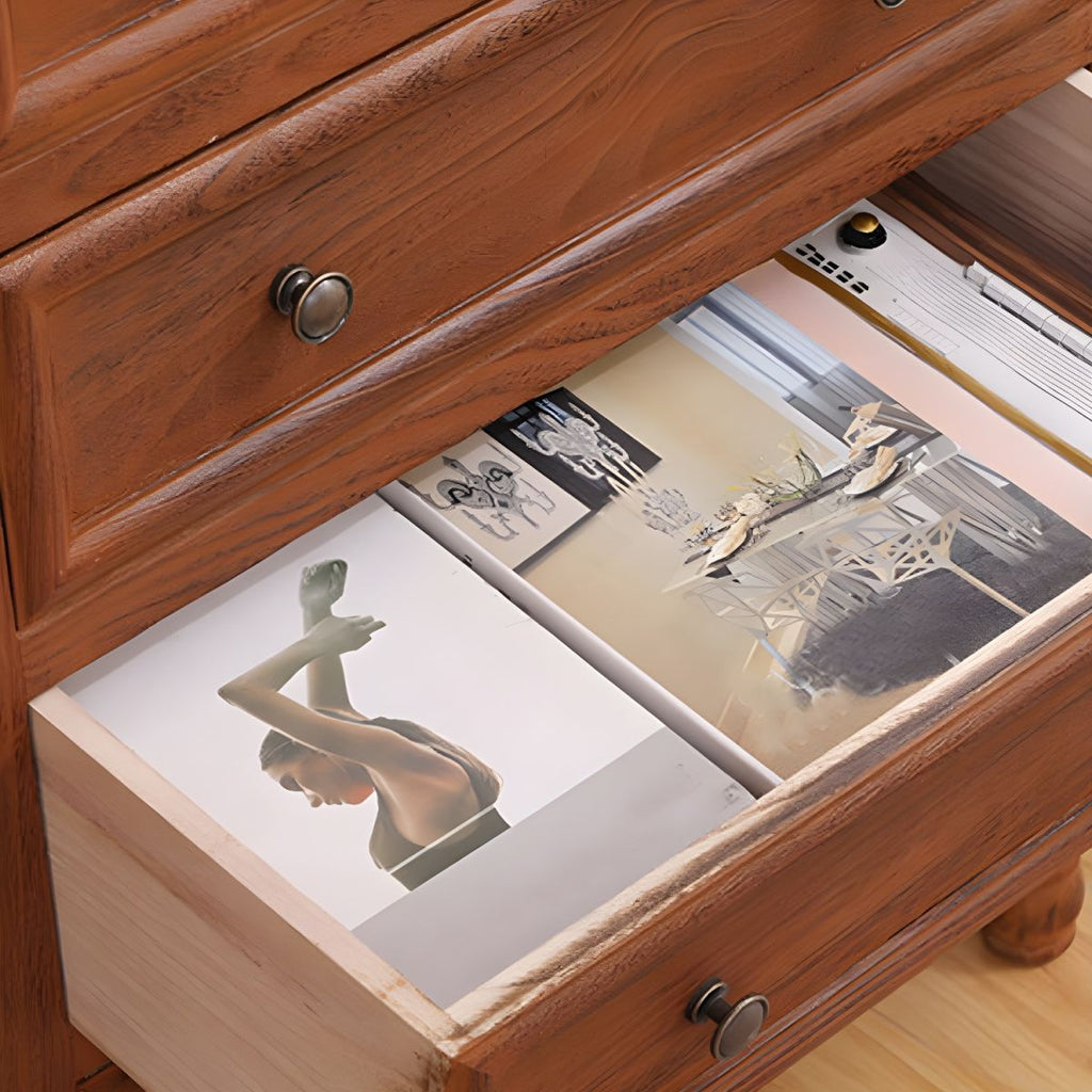 Installation-Free Wood Chest with Drawers for Living Room in Traditional Style