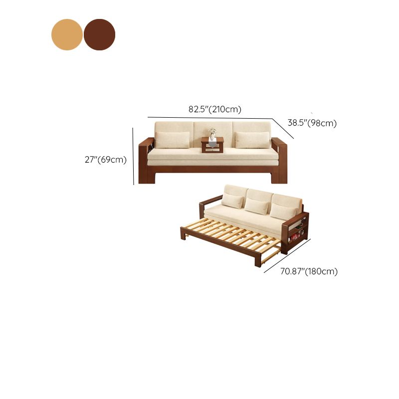 Full Size/Twin Size/King Size Futon Day Bed with Detachable Mattress, Pillow, Pillow Back, Receptacle and Square Arm for Seats 2/Seats 1/3 People