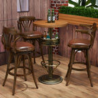 Industrial Solid Wood Bar Table Set 1/3/4/5 Pieces Counter Table with High Stools