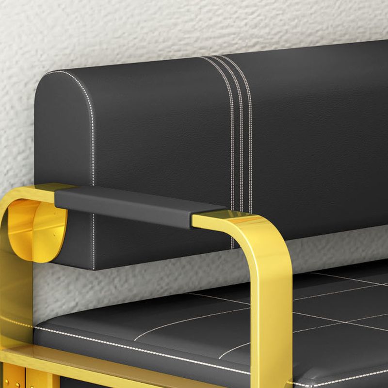 Simplistic/Art Deco Pleather Sofa/Loveseat with Water-resistant Armrest and Legs