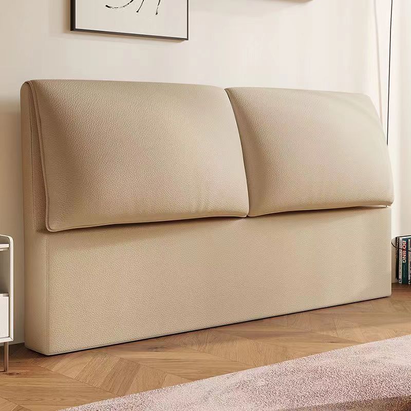 Trendy Panel Headboard in Natural Wood with No Distressing, Rectangle Shape for King/Queen/Full Bed, Cotton Upholstery, Standard Height