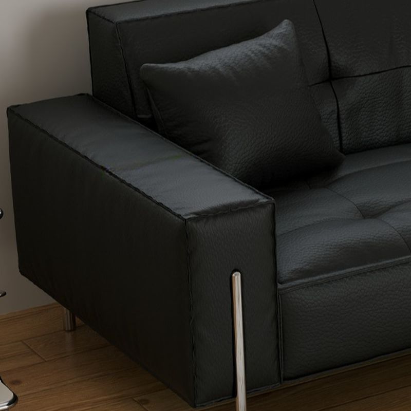 Drawing Room Standard Sofa in Dark Gray/White/Tan with Armrest