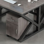 Chalk/Black Minimalist Rectangular Metal Desk with Cable Management and Damp-proof Twin Support Base