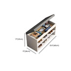Art Deco Composite Wood Rectangle Shoe Storage Bench with 2/3 Shelves for 1-10 Pairs in Drawing Room, Closed Back