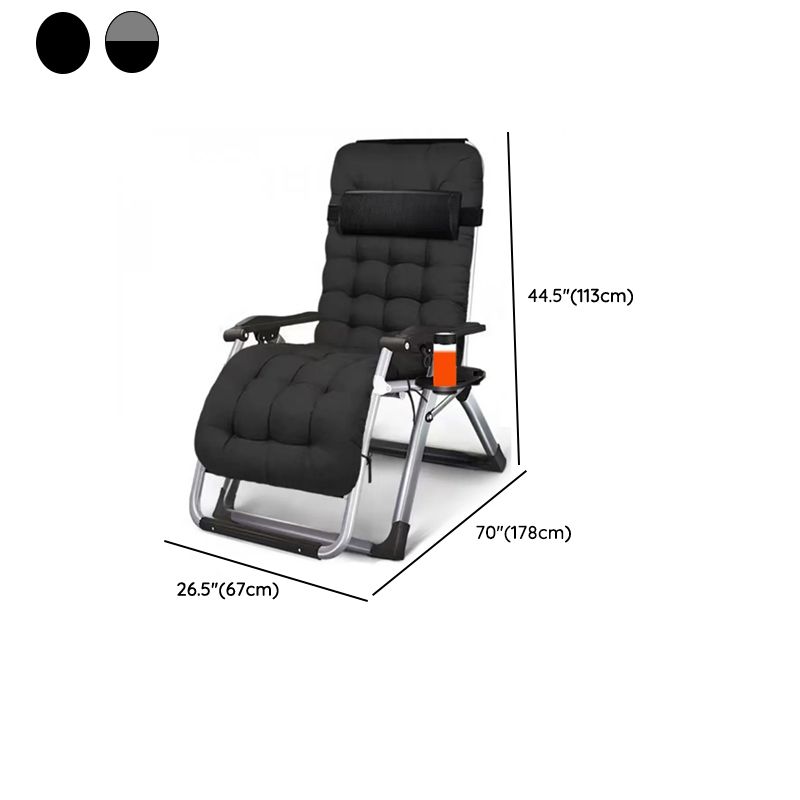 Solid Color Arm Recliner in Midnight Black with Alloy Frame, Standard Base, Locking Back Angle, Cupholder, and Removable Back