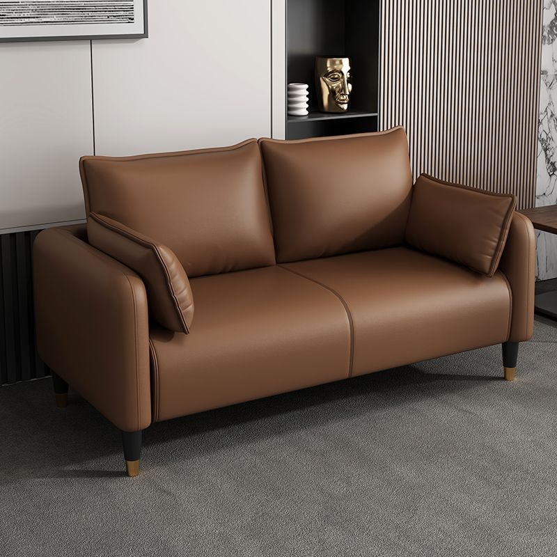 Drawing Room Sofa in Pu Leather with Cerulean/Mocha/Off-White Armrest