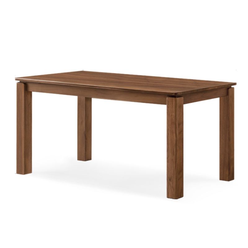 Tan Modish Rectangular Dining Table with Natural Wood Top and Fixed Table Mechanism