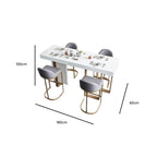 Luxurious High Top Table with White Marble Top, Dual Footing, Seating for 4/6/8, Chalk Color, Rectangle Shape