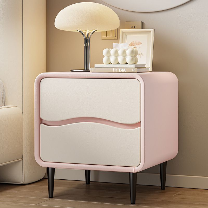 Modish 2 Tiers Nightstand With Drawer Organization and Pleather Countertop