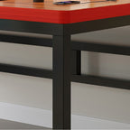 Black/Chalk Rectangular Metal Table with Cable Management and Twin Support Base, Warp Resistant and Rounded Corners