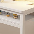 Writing Desk with Storage and Twist-resistant Durability, Featuring 1 Shelf and H-Shape Base in Chalk/Light Brown/Natural, Unattached with Foot Pad