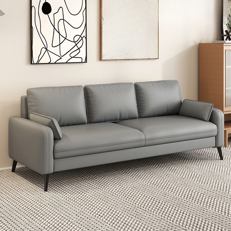 Simple Solid Color Blue/Grey/Orange Sofa with Pillow Back & Square Arm Living Spaces, Scratch Resistant