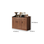 Modern Simple Style Narrow Sideboard with 3 Drawers, Hutch, 2 Shelves, Engineered Wood Countertop, and 3 Doors