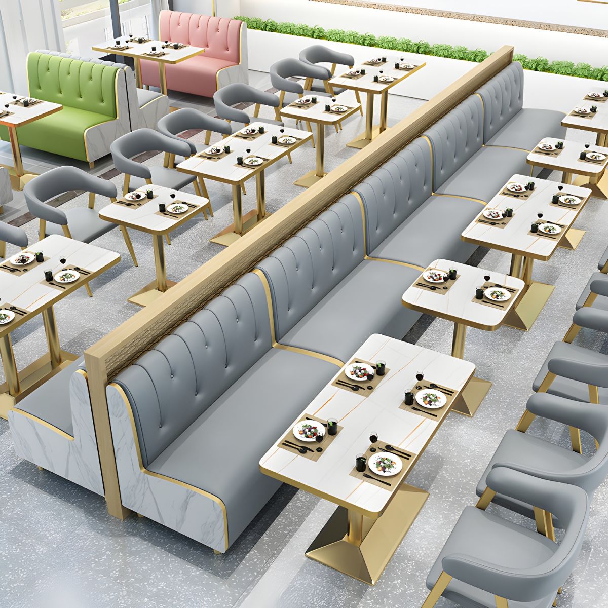 47.27"D x 25.59"W x 33.46"H Contemporary Glam 2-seat Sofa for Restaurant