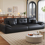 Modish Solid Color Scratch-immune Standard Sofa in Black with 5 Person/6-Seater/4-seater Capacity, Pillow Top Arm, and 2 Pillows