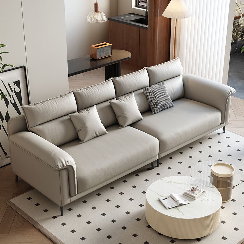 Standard Sofa in Pu with Light Gray/Sand/Off-White Upholstery and 3 Pillows
