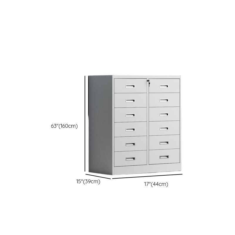 Minimalist Steel Vertical Filing Cabinet with Flameproof Locker, Soft Close Drawers & Key Lock