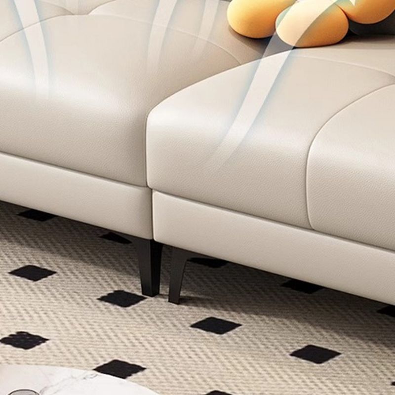 Modish Solid Color Water Resistant Standard Sofa in Off-White, Seats 3/5 Person/4-seater with 3 Pillows