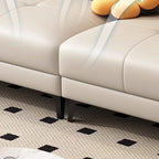 Modish Solid Color Water Resistant Standard Sofa in Off-White, Seats 3/5 Person/4-seater with 3 Pillows