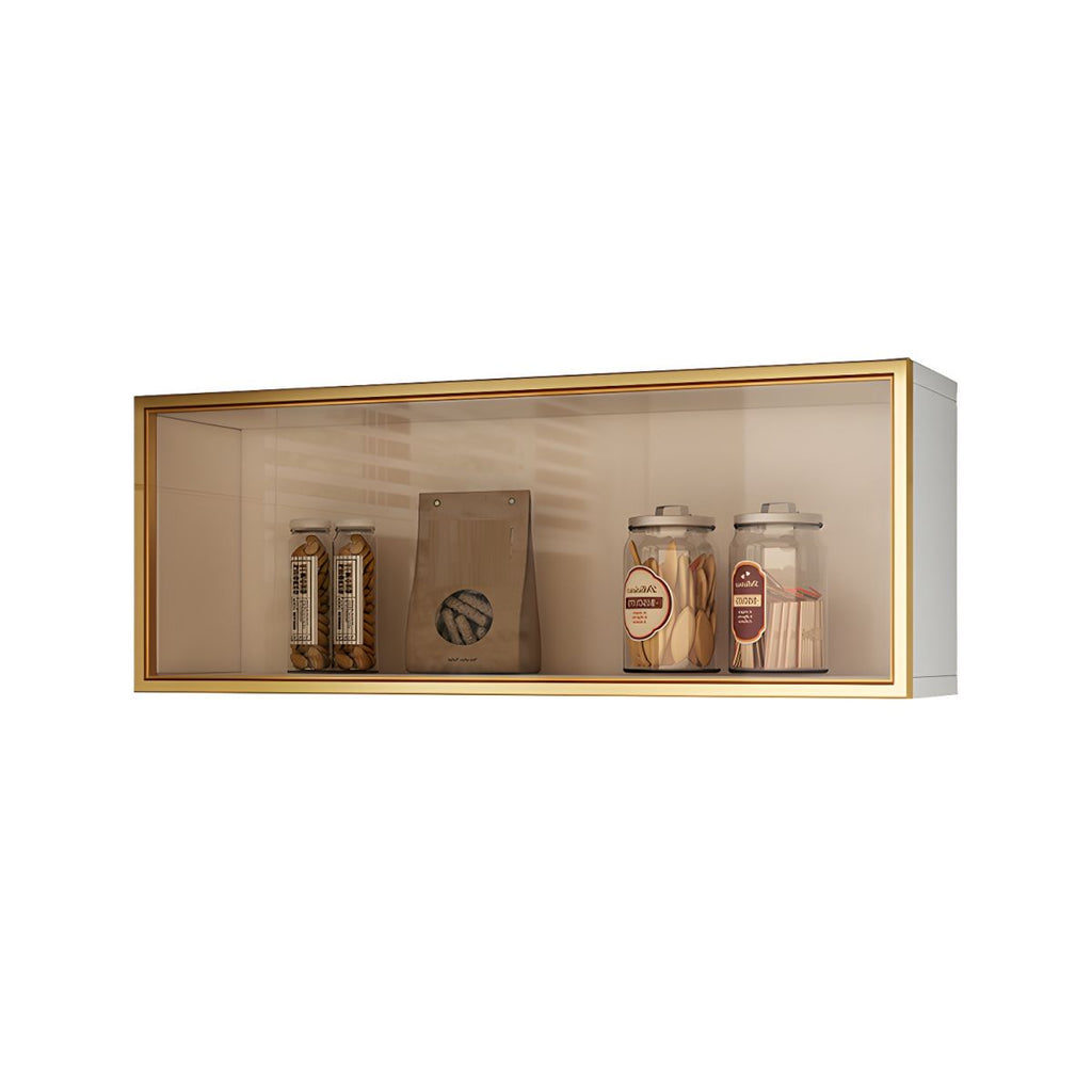 Modern Faux Wood Wall Mounted Display Cabinet with Glass Door